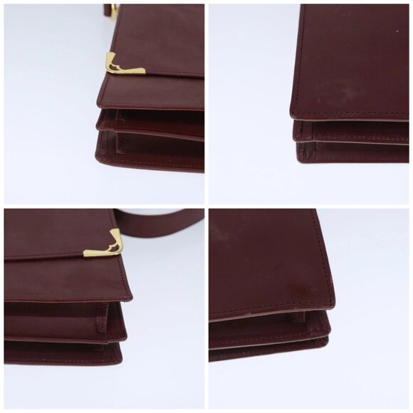 CARTIER Must Line Shoulder Bag Leather Bordeaux Gold Auth mr733 - Picture 14 of 16